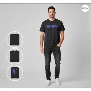 Vlone Friends Purpel Logo - Black T-Shirt  Size: Large - Men's